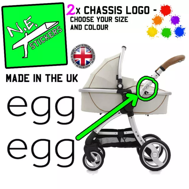 2x 6.3cm wide egg pram logo REPLACEMENT vinyl stickers decal transfers pushchair