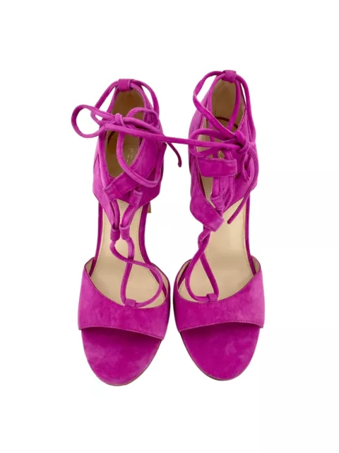 Pelle Moda Lace-Up Platform Dress Sandal Pink Suede Leather SZ 7.5 New SH02 3