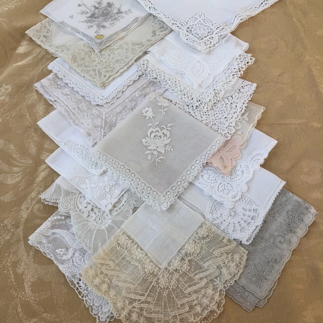 Vintage Ladies Hankies Lot Of 18  WEDDING Linens & Lace - MADEIRA - 4 NWT
