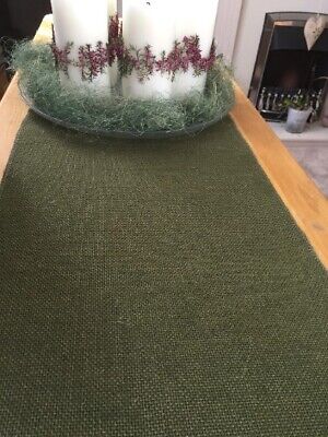Olive Green  Handmade 100% Natural Hessian Burlap Table Runner 30cm x 185cm