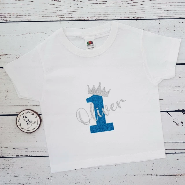 Personalised First Birthday Baby 1st T-Shirt Outfit One Boy Girl Name Cake Smash