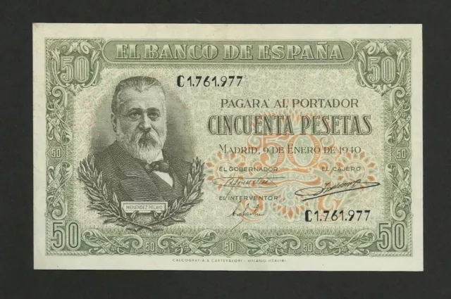 Magnífico Billete De 50 Pesetas De Enero De 1940-Ebc