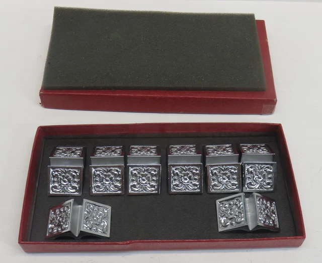 Vintage Carvel Hall Silver Tone Knife Rest & Place Card Placecard Holder Set 8