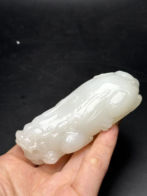 Chinese Exquisite Handmade Brave Troops Carving Hetian Jade Statue
