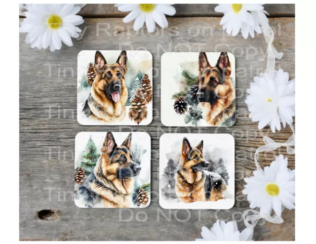 German Shepherd themed neoprene drink coasters, set of 4, CHOICE, absorbent, Dog