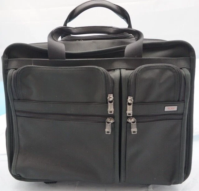 Tumi Expandable Rolling Briefcase/Laptop Bag Pockets Black Canvas 26003D4