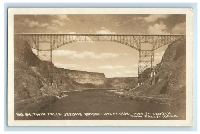 c1910's Twin Falls And Jerome Bridge Twin Falls Idaho ID RPPC Photo Postcard