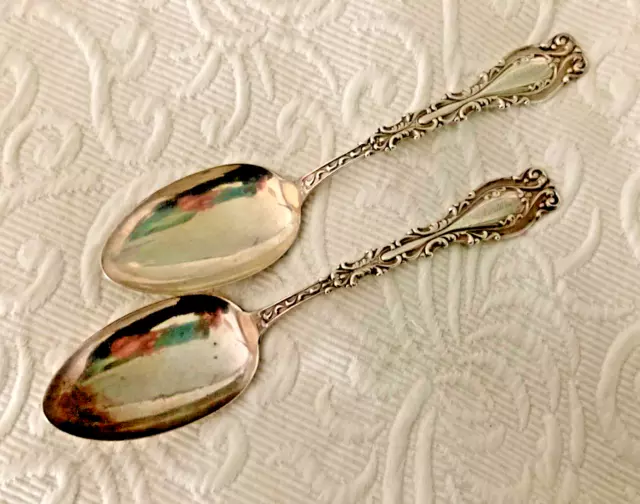 Antique Sterling Frank M. Whiting JOSEPHINE 1896 BIG HEAVY Serving Spoons PAIR