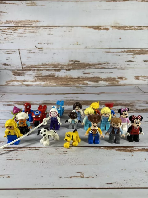 Lot Of 18 Lego Duplo Figures People Male Female Spiderman City