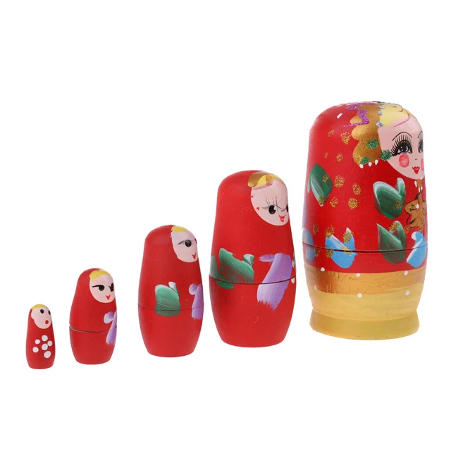 5er Set handgemachte russische   Nesting Dolls Holzspielzeug Kinder