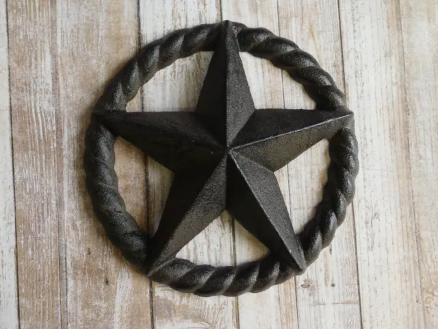 Cast Iron Texas Star With Rope Detail Wall Hanging Western Ranch Country Rustic