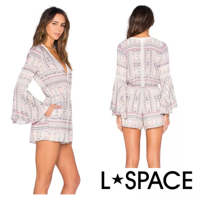 L SPACE  * LOVESTRUCK *  BOHO  LACE  PRINTED  RIMINI  ROMPER  Sz XS   NWT  $ 159 2