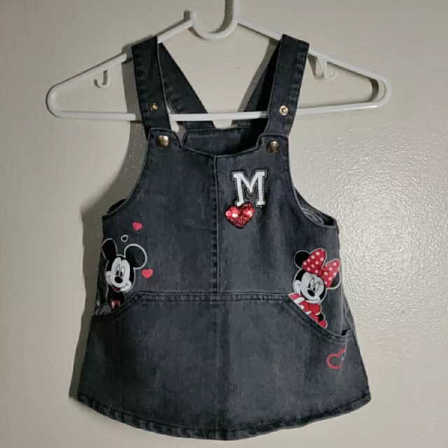 Disney Mickey & Minnie Mouse Overall Skirt Jean Denim Jumper 18 Months