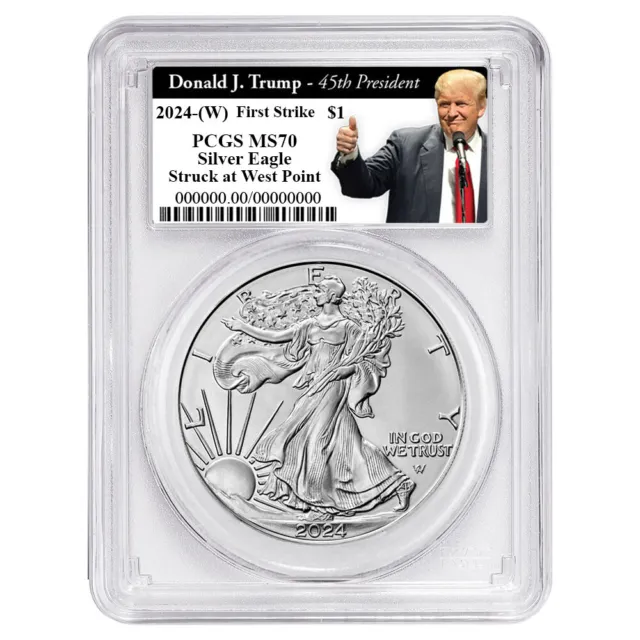 2024 (W) $1 American Silver Eagle PCGS MS70 FS Trump 45th President Label