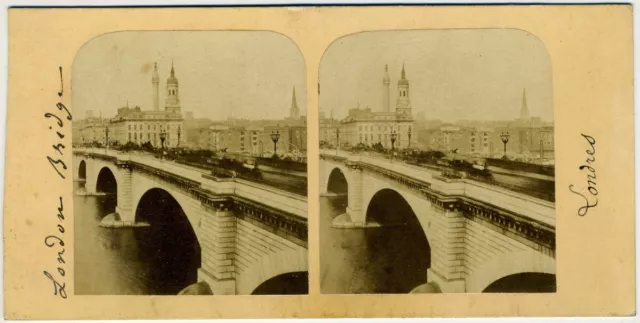 Stéréo circa 1870. Londres. London Bridge. Angleterre. England.