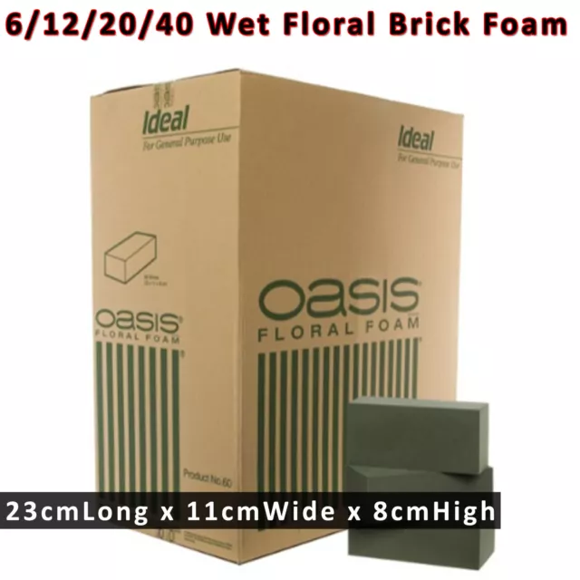 OASIS 6/12/20/60x Wet Floral Foam Brick Block Green Flower Decoration 23x11x8cm