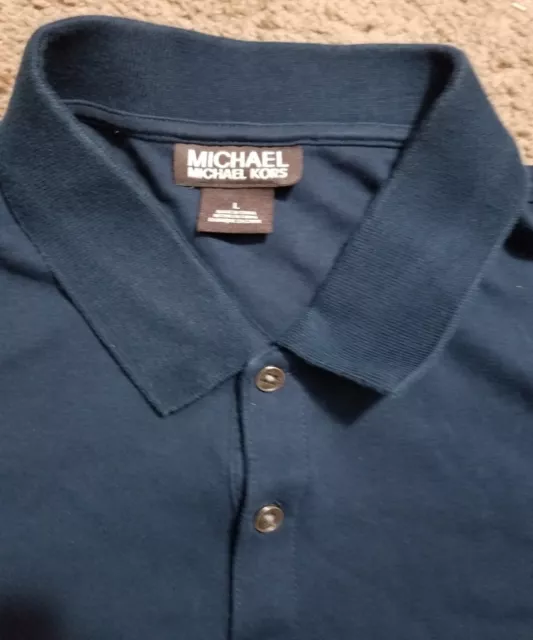 MK / MICHAEL KORS mens blue polo style shirt , size LARGE