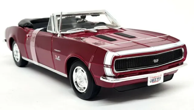 Maisto 1/18 Chevrolet Camaro SS 396 Convertible 1967 Candy Red Diecast Model Car