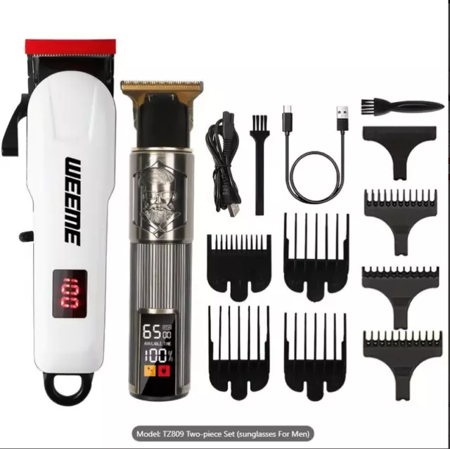 2 Stck., Professionelle Haarschneidemaschine Kit für Männer, Haarschneider Clipper, USB Aufladen