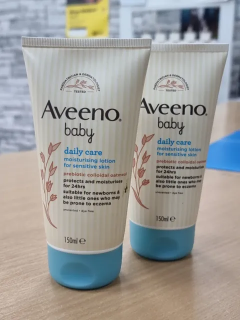 2x Aveeno Baby Daily Care Moisturising Lotion Sensitive Eczema Gentle Skin 150ml