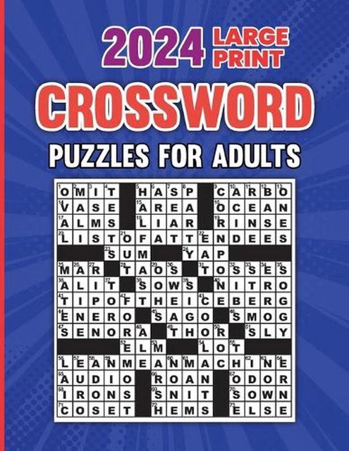 2024 LARGE PRINT Crossword Puzzles For Adults With Solution by Hunter