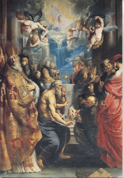 Alte Kunstpostkarte - Peter Paul Rubens - Die Verherrlichung des hl. Sakramentes