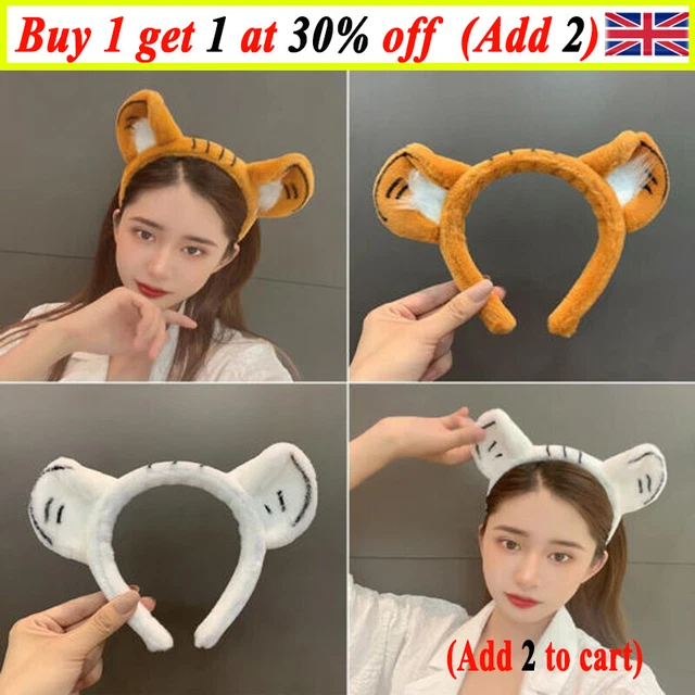 Animal Print Alice Band with Ears Headband Tiger or Leopard Fancy Dress Party CR