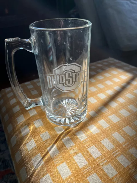 Ohio State Buckeyes Etched Glass Beer Logo Tankard / Mug / Stein - 7 inches Tall