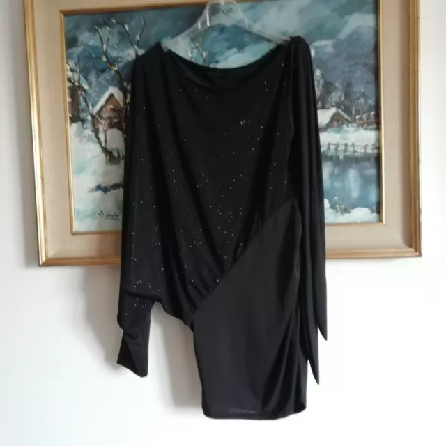 MAGLIA NERA GLITTER manica a pipistrello Top canotta camicia camicetta zara h m EUR 8 00 PicClick IT