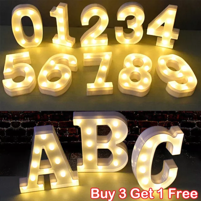 Large LED Light Up Alphabet Letters Plastic Numbers Standing Party Birthday BAR