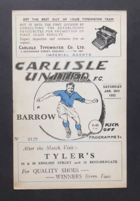 Carlisle United v Barrow 1951/52