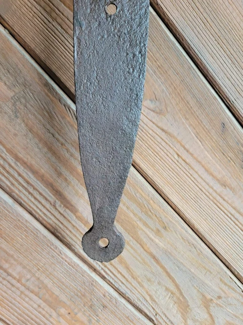 19c Antique Hand Wrought Forged Iron Barn Door Strap Hinges 26" 6