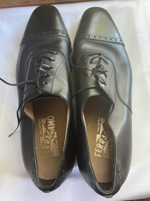 SALVATORE FERRAGAMO BOSTON Men's Oxford Dress Shoe, Size 8 - Black $250 ...