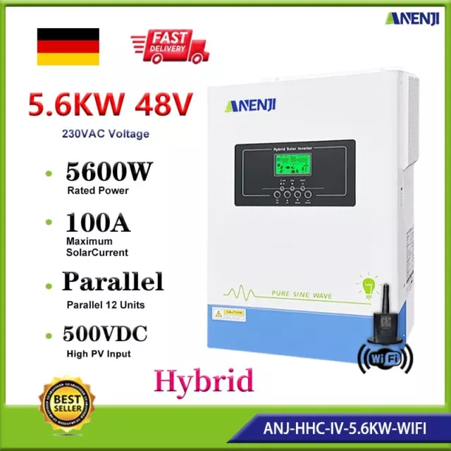 5600W Solar Wechselrichter Off Grid Hybrid MPPT 100A Mit 5kWH LiFePO4 Batterie