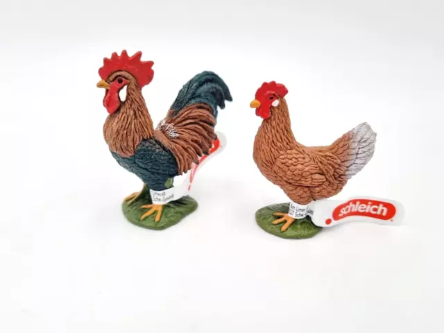 Schleich Bauernhof Tiere Farm  Hühner Hahn und Henne  Neu Huhn