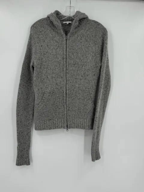 Vince Womens Heather Gray Cashmere Long Sleeve Zip Up Hooded Sweater Sz M