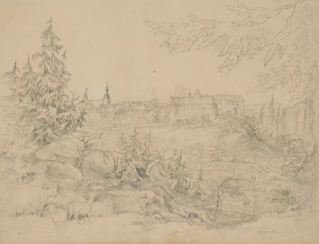 J. FLEISCHMANN (*1813), Hirte bei Schloss Lauenstein, um 1835, Bleistift
