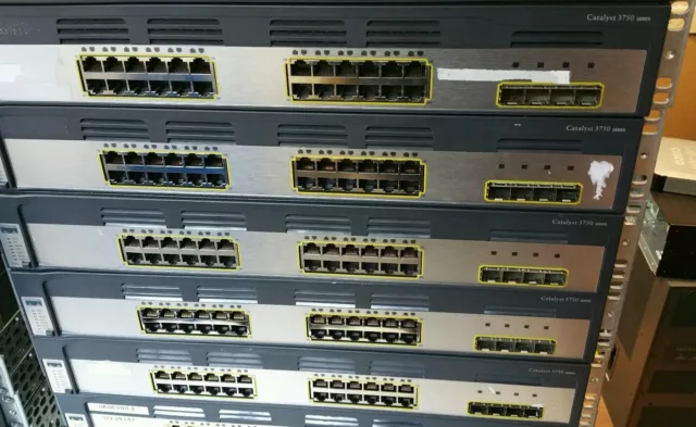 Cisco WS-C3750G-24TS-S V07 24 Port Gigabt Ethernet Switch for CCNA CCNP CCIE LAB