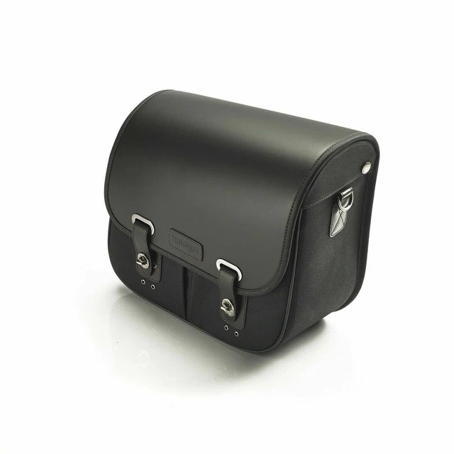 Sac De Selle Moto 17,2 L En Cuir Et Coton Ciré - Noir - Imperméable Et Ignifuge - Bandoulière Incluse - Dimensions 28x28x38 Cm