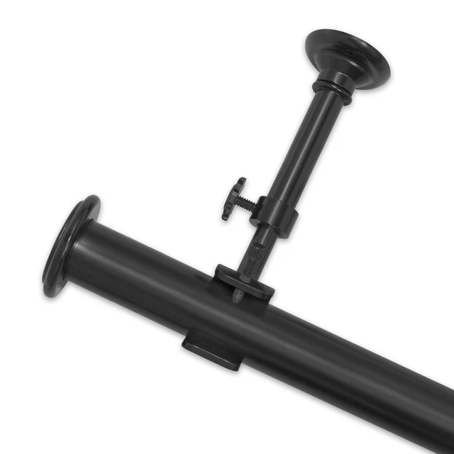 Pinnacle Black Optima End Cap Curtain Rod Set Black