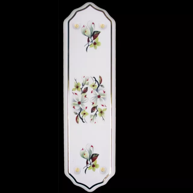 Ceramic Door Finger Plate White Orchid Design (Each)