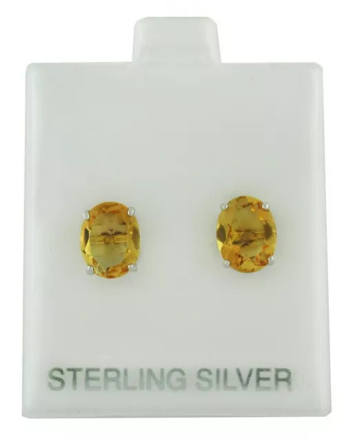 GENUINE 5.66 Cts YELLOW TOPAZ STUD EARRINGS .925 Sterling Silver - NEW WITH TAG