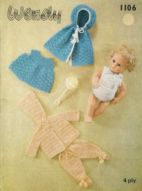 14 inch Baby Dolls clothes crochet pattern.  (V Doll 12)