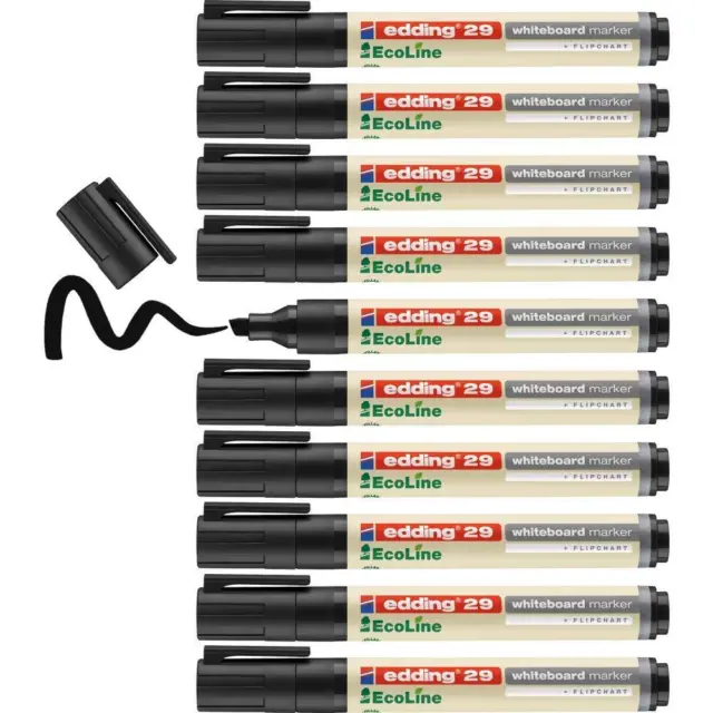 edding 29 Ecoline whiteboard marker - black - box of 10 whiteboard pens - chisel