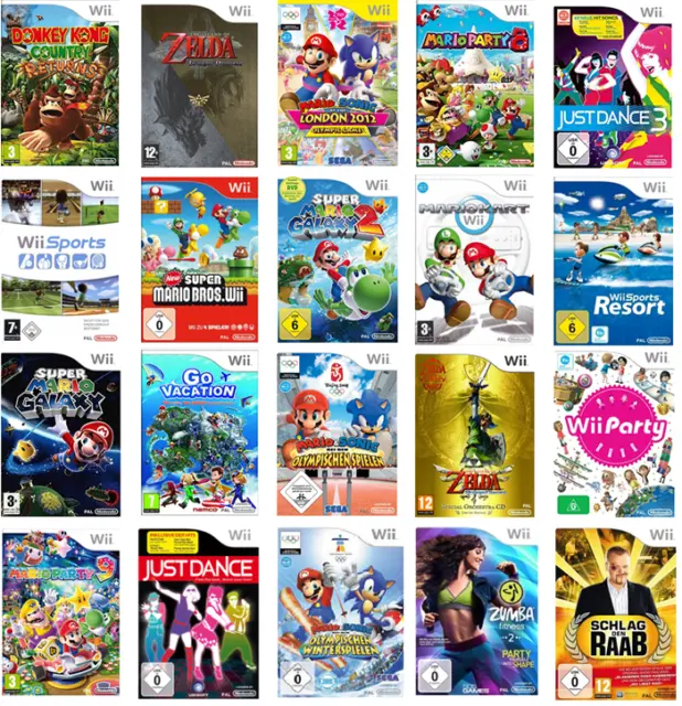 Nintendo Wii Spiele Auswahl Mario Kart Party 8 9 Wii Sports Zelda Mario Bros uvm