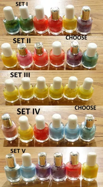 LOT OF 6 fun color (blue/purple/green/yellow/pink/coral) travel size nail polish