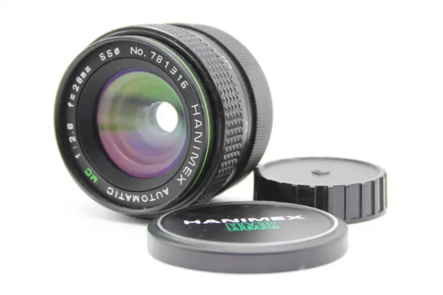 Hanimex Automatic MC 28mm F2.8 M42 mount lens with front and rear caps