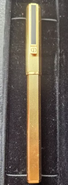 Vintage DUNHILL Gemline Fountain Pen - Gold Plated Barley Finish - 18ct Nib