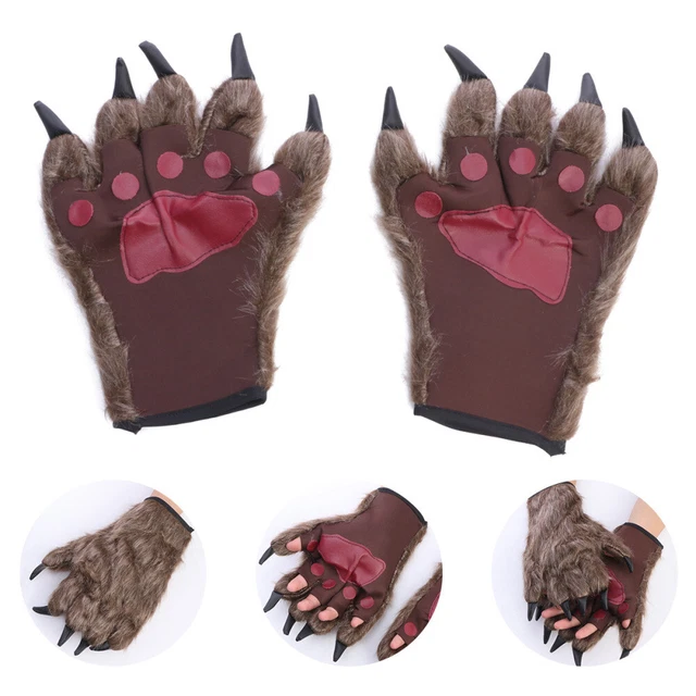 Gants Patte D'ours Halloween - Fourrure Peluche, Unisexe, Pour Déguisement Loup-garou Ou Cosplay