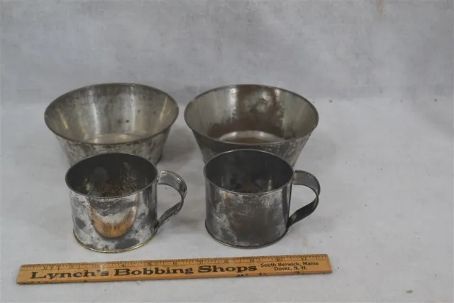 tin drinking cups / bowls lot 4  reenactment  colonial 18th 19th antique replica